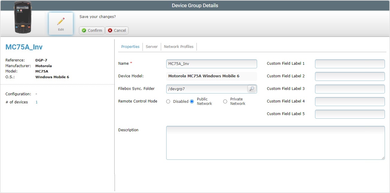 Device Group Details Page Prop Tab EditX