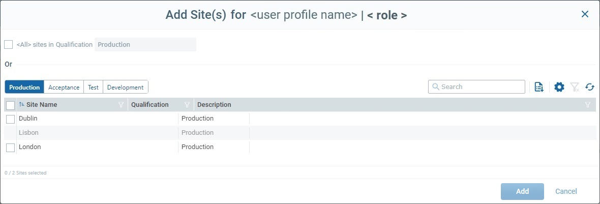 Select Sites Window_Edit