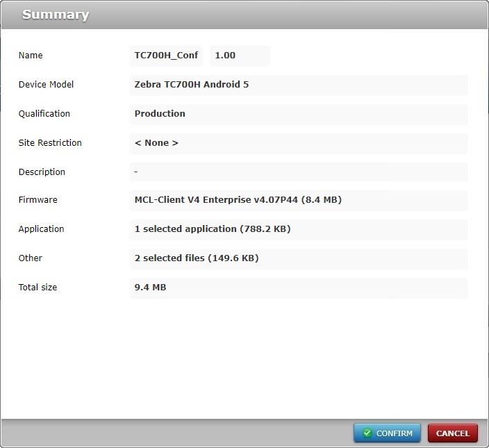 Account New Configuration Step 4 Summary