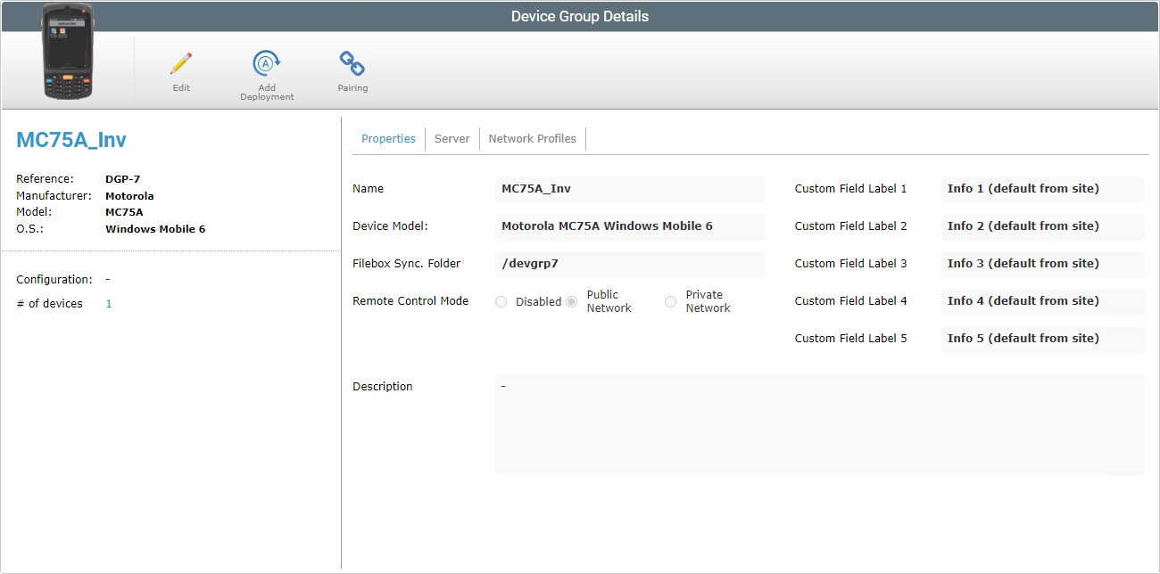 Device Group Details Page Prop Tab ViewX