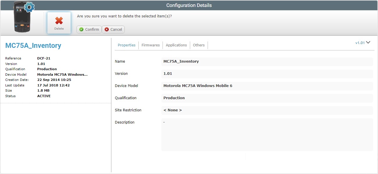 Site Configurations det_Account delete