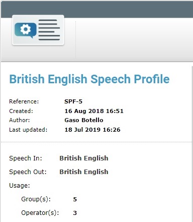 Global Speech Profile Left Panel