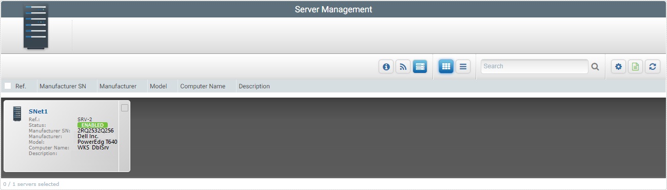 Servers Page Grid View details