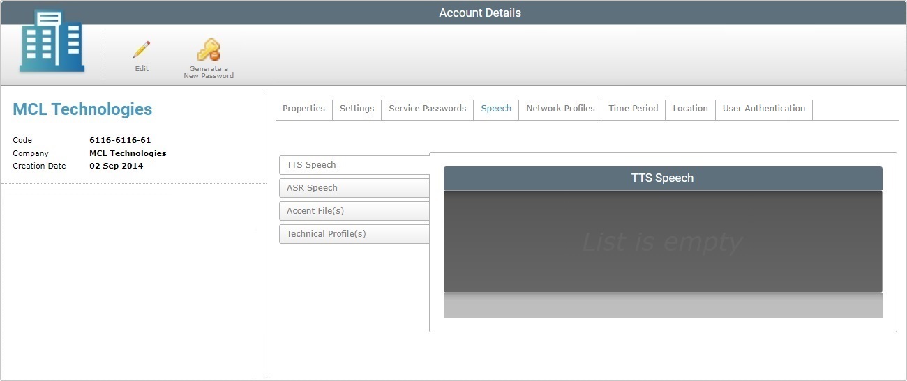 Account Details Voice tab Read