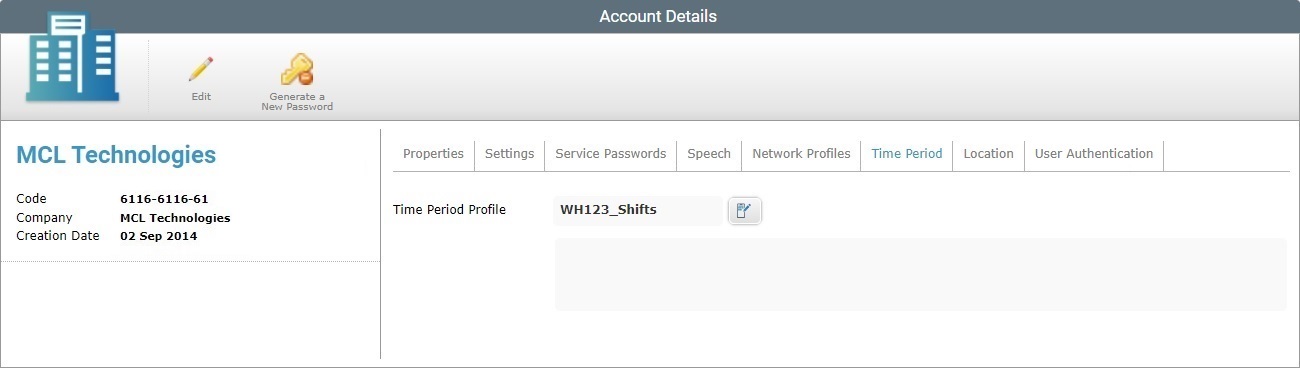 Account Details Time Period Tab Read