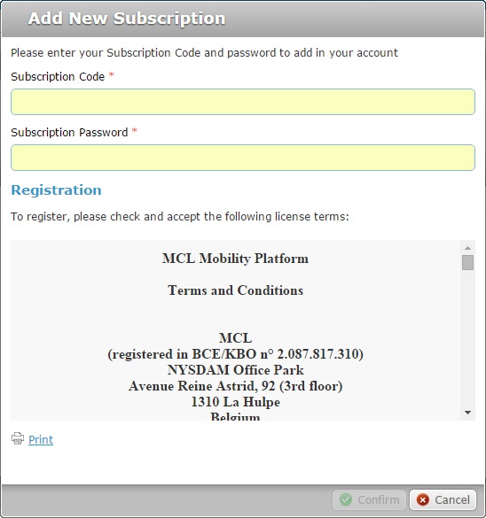 Add New Subscription