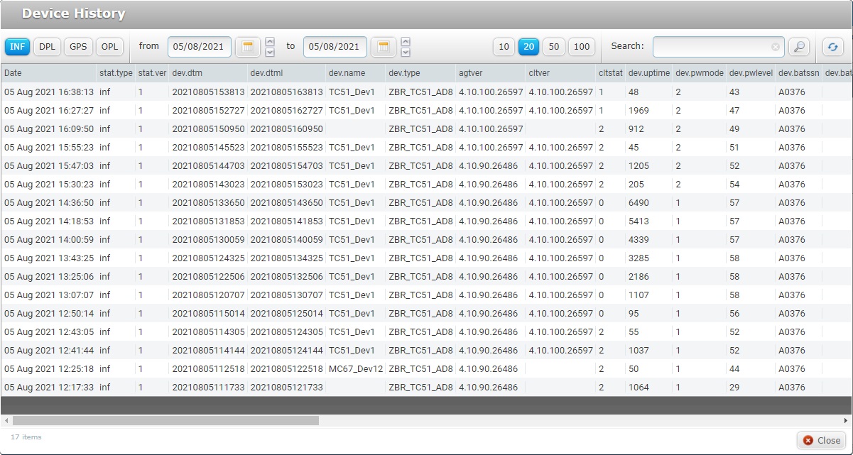 Device History INF Tab