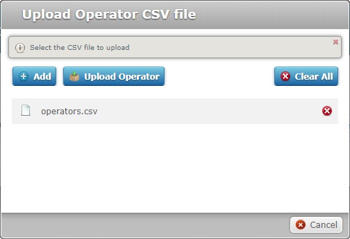 Upload Operator CSV File Result Window