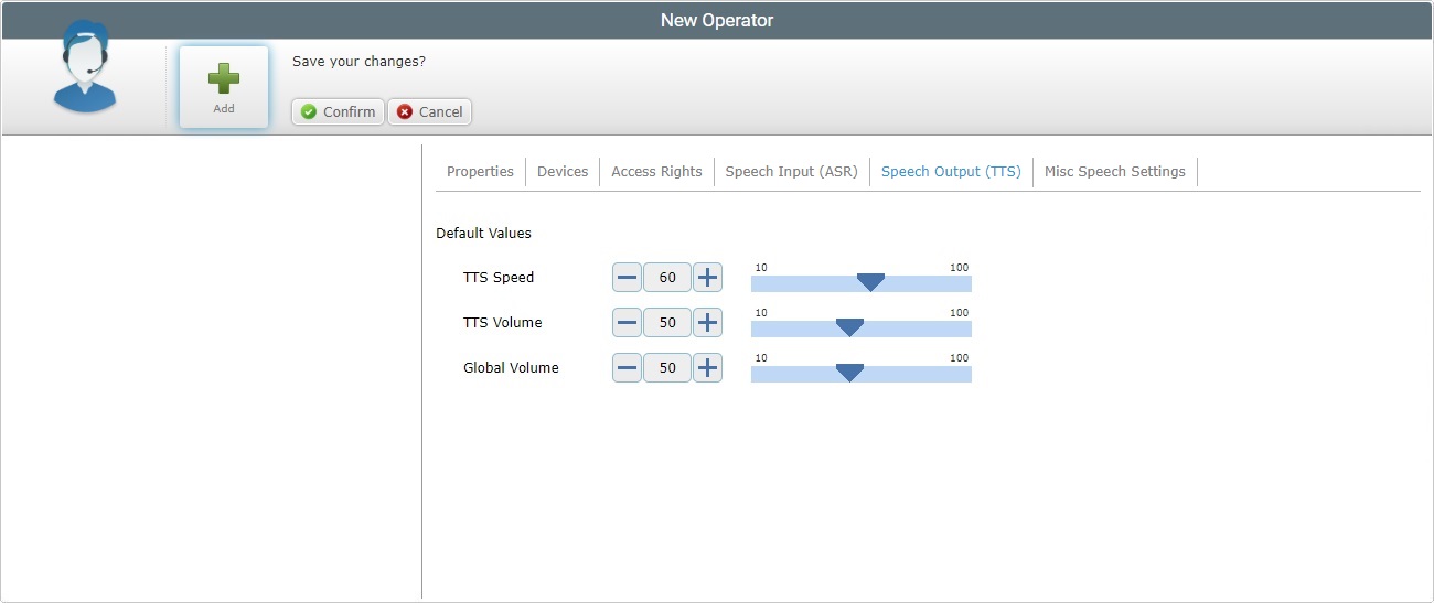 New Operator Speech Out Tab Edit