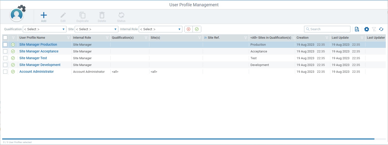 User Profiles Management Page_Account