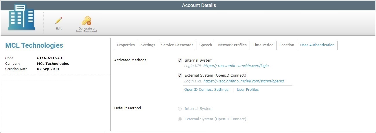 Account Details authentication Tab Read